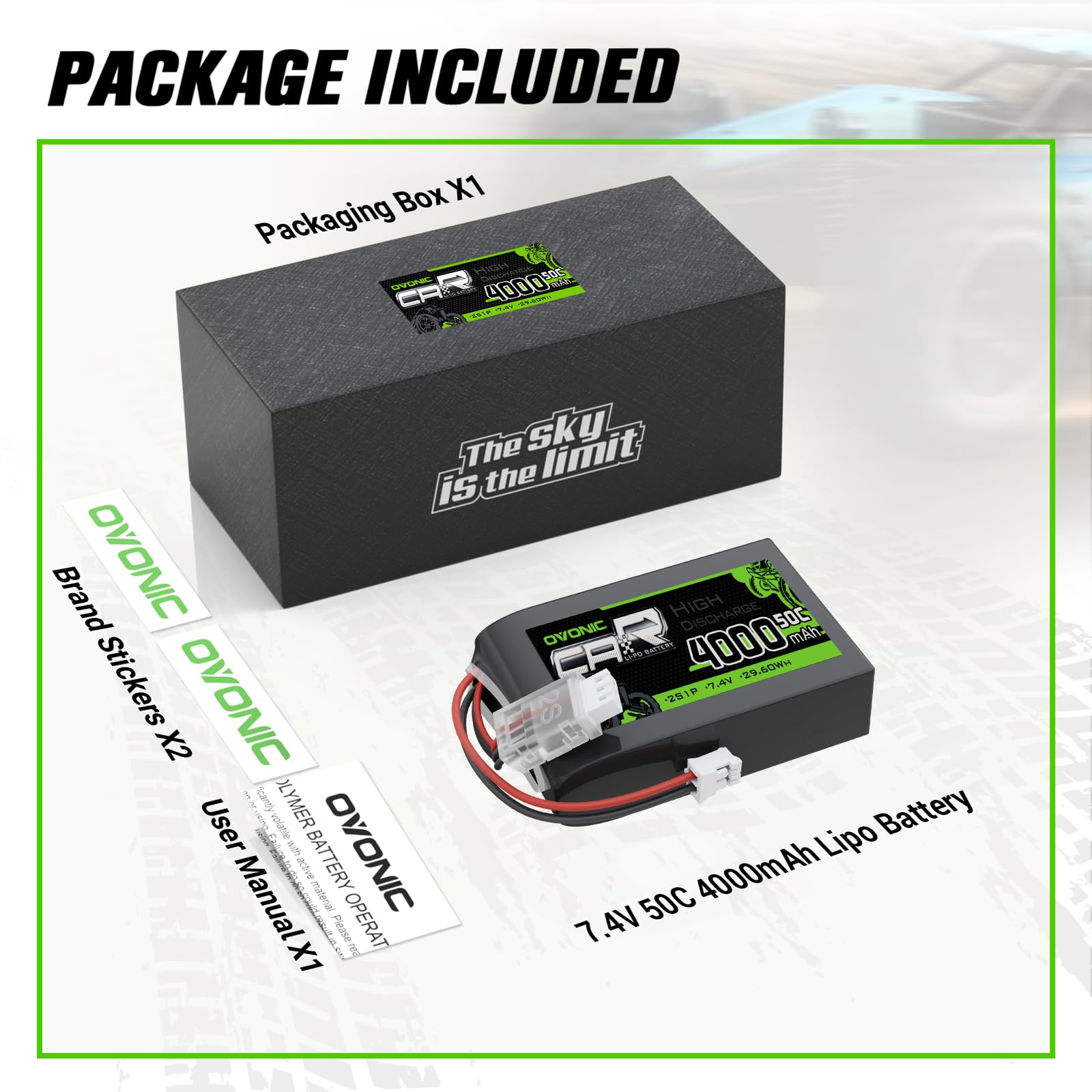 Amazon.com: OVONIC 4000mAh 7.4V 2S1P 50C TX Lipo Battery Pack with